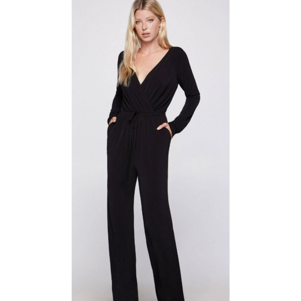 BCBGeneration plunge, tie back jumpsuit